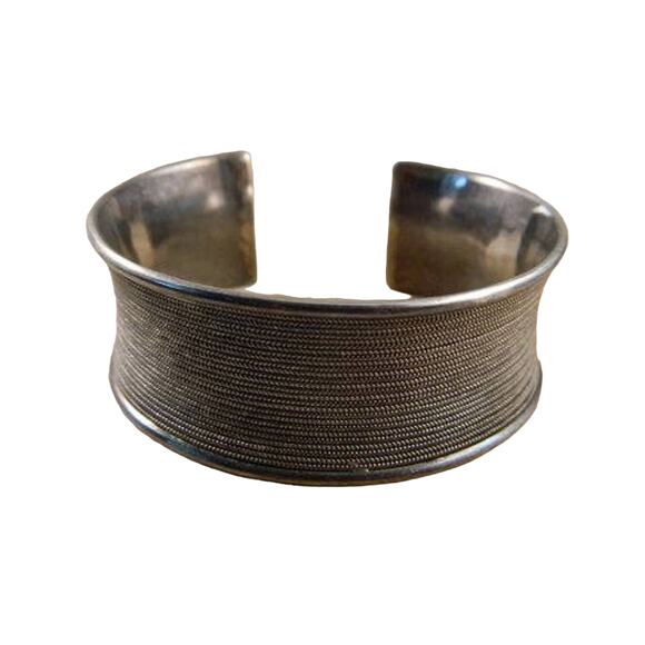 Huge Sterling Silver Wide Cuff Bracelet Bangle - Picture 6 of 9